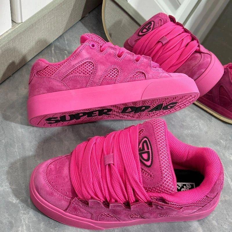 New Dragon Fruit Color Letter Sole Bread Shoes Women's Ins Niche Retro Casual Shoes American Heightening Sports Shoes