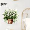 Easy Peel And Stick Home Decor Watercolor Potted Plant Wall Stickers, PVC Waterproof Hanging Pothos/Daisy Decals, Removable Green Leaf Stickers