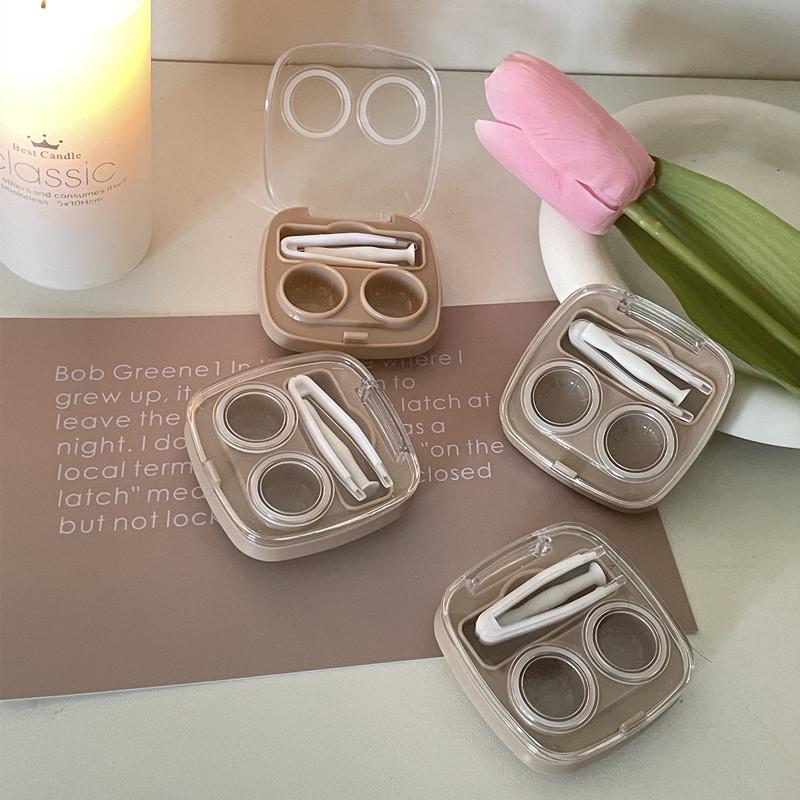 Effen Kleur Meisjes Contactlenzen Box Lens Case Vrouwen Draagbare Leuke Brillenkoker Houder Ogen Care Tools Kit Set Container