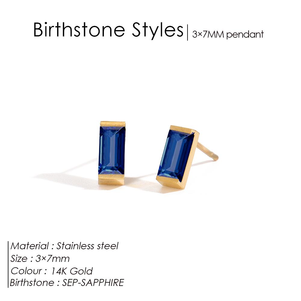EManco Stainless Steel Gold-Plated Colorful Birthstone Earrings High-end Rhinestone Jewelry Gifts