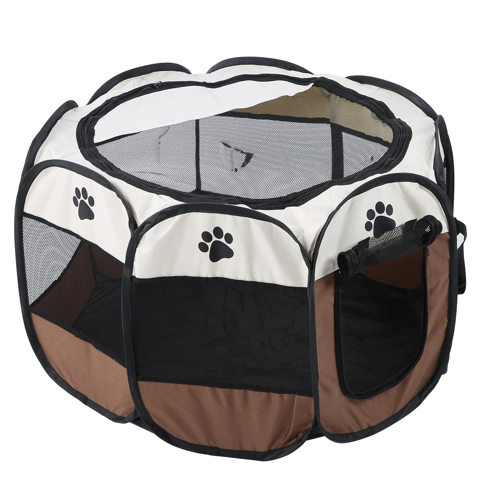 

Pet Cat Dog Portable Foldable Cage Exercise & Play Tent Mesh Cover Indoor Outdoor Use Coffee белый