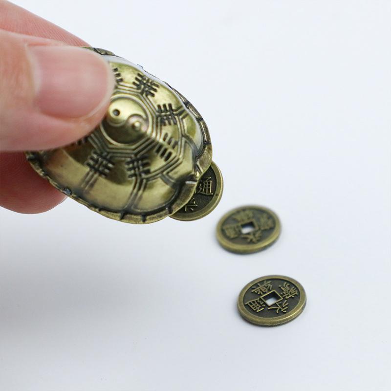 Turtle Shell Pendant Fortune Divination Game Props Copper Coins Crafts Wealth Zinc Alloy Ornament Decor Chinese Telling