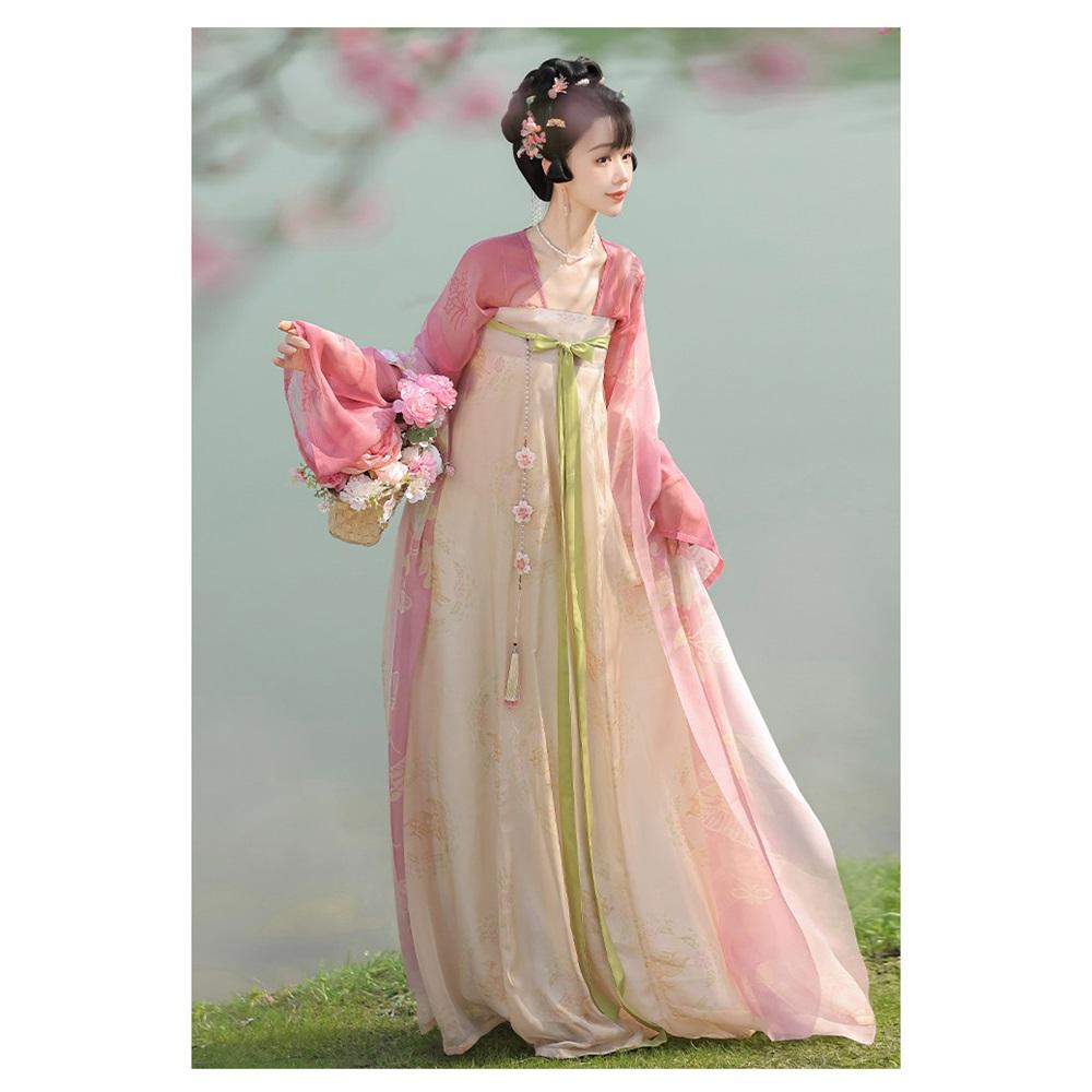 Chinese Original Tang Dynasty Hanfu, Elegant Flowy High Waist Ruqun Set for Women, Spring & Summer