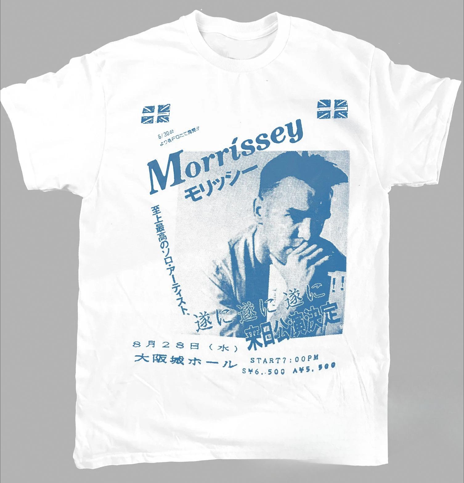 

Футболка Morrissey Тур по Японии Графическая футболка Мужская Винтажная Инди-рок Группа Мерч Хлопок Короткий рукав Белый Ретро Для поклонников музыки Топы S