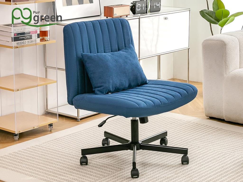 Modern Home Office – Height-Adjustable Swivel Chair without Armrests with Quiet Casters & Cushion – Elegant Fabric Chair for Study & Living Room
