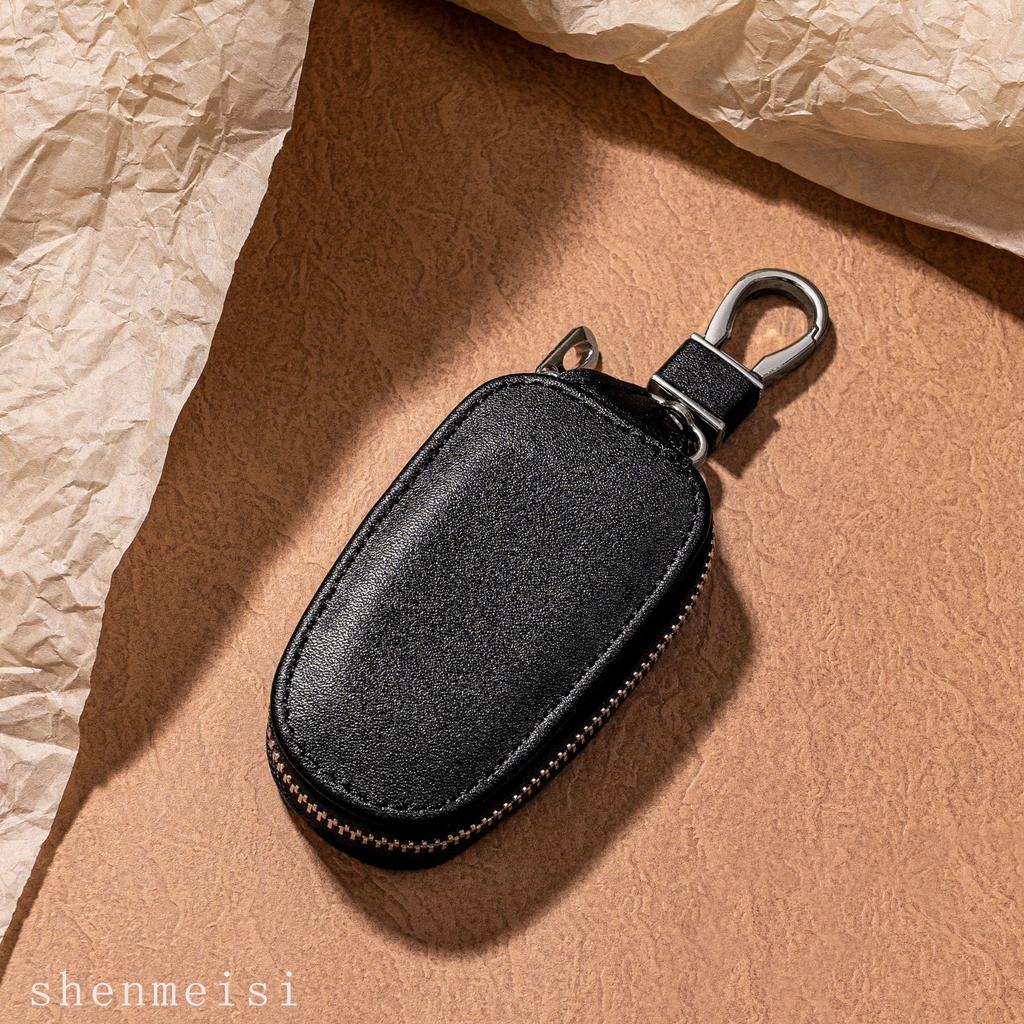 Pu Leather Car Key Fob Protector Case Holder Car Smart Bag Keychain Protector Cover With Metal Hook and Keyring