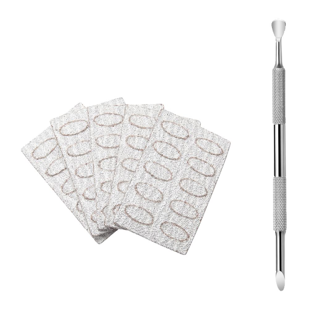 

100# 150# 240#, Cuticle Pusher Double-Headed Nail Care Tool Horse Shoe Pusher Pedicure Silver&100