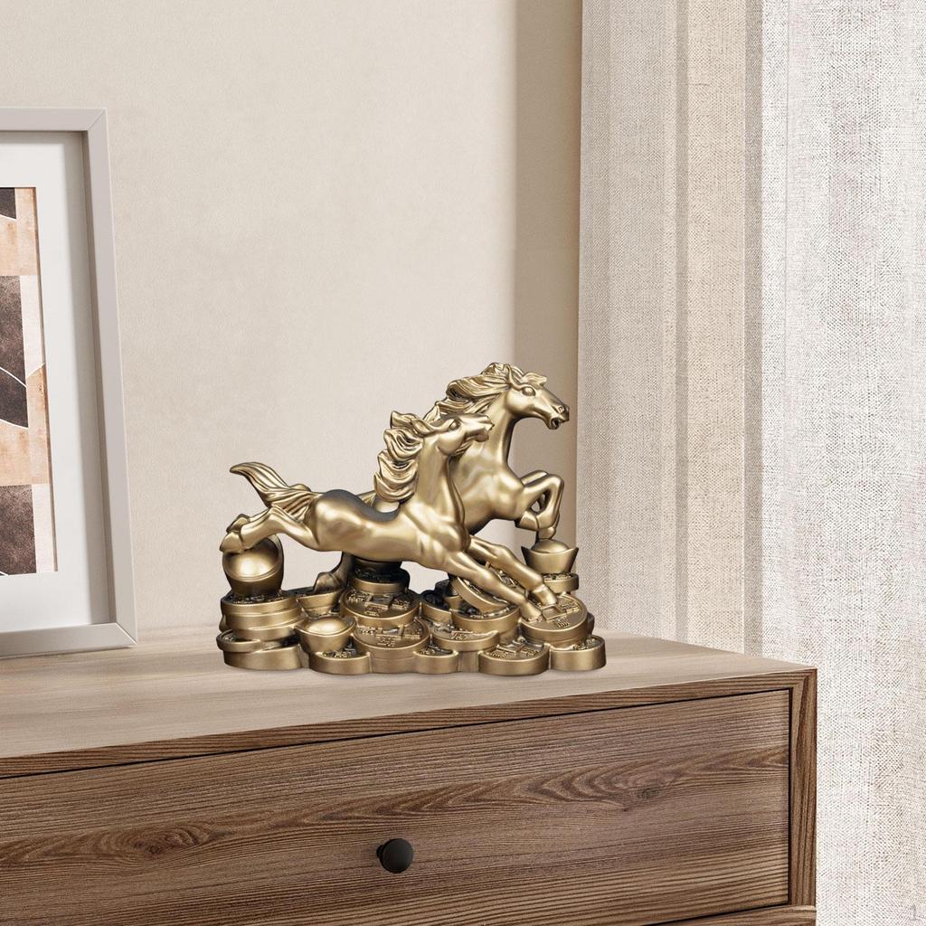 Horse Statue Artwork Resin Figurine Sculpture for Cabinet Tabletop Bedroom Office Desk