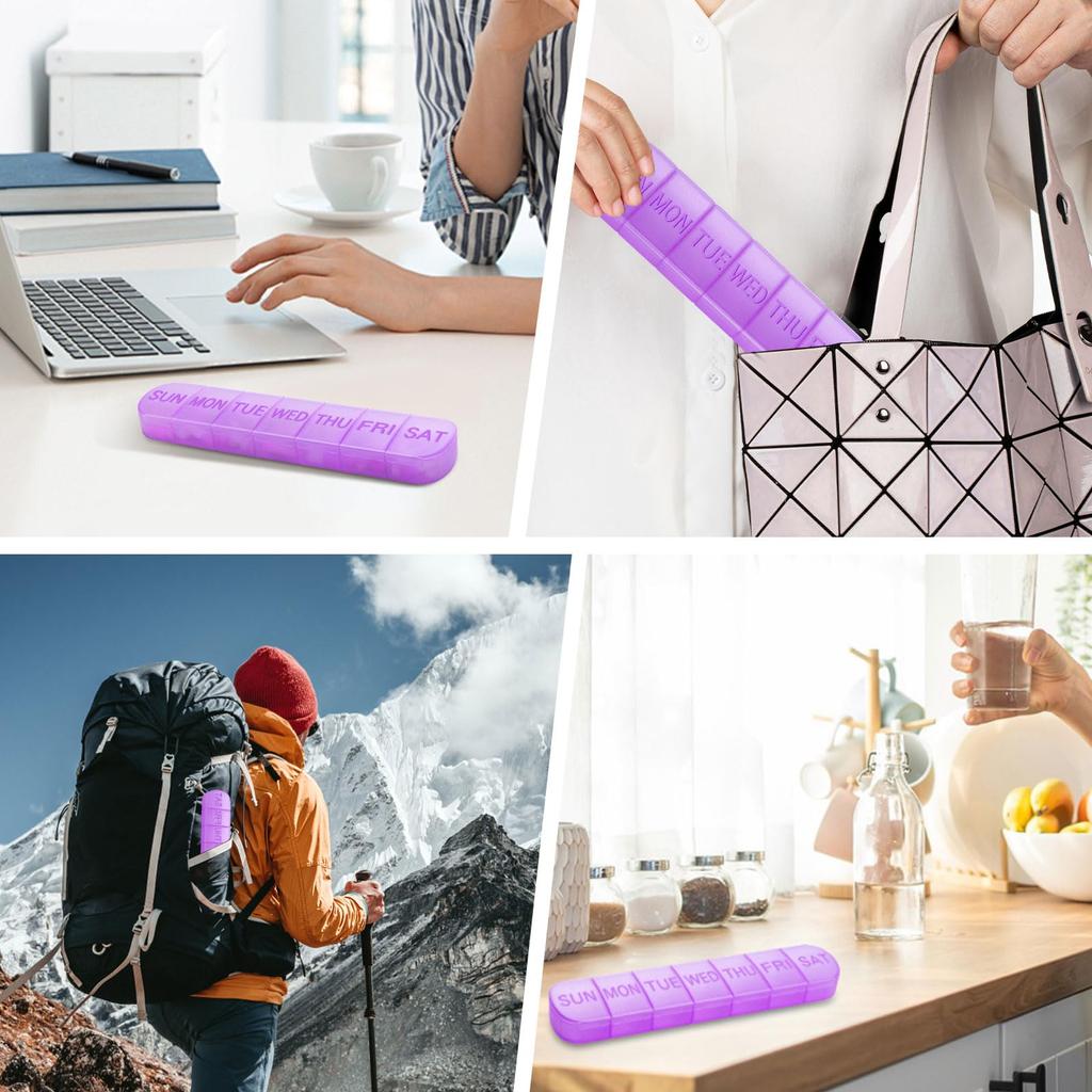 Weekly Pill Organizer 1 Time a Day Travel Pill Box 7 Day Extra Large Compartments Vitamin Holder Medicine Dispenser for Fish Oil