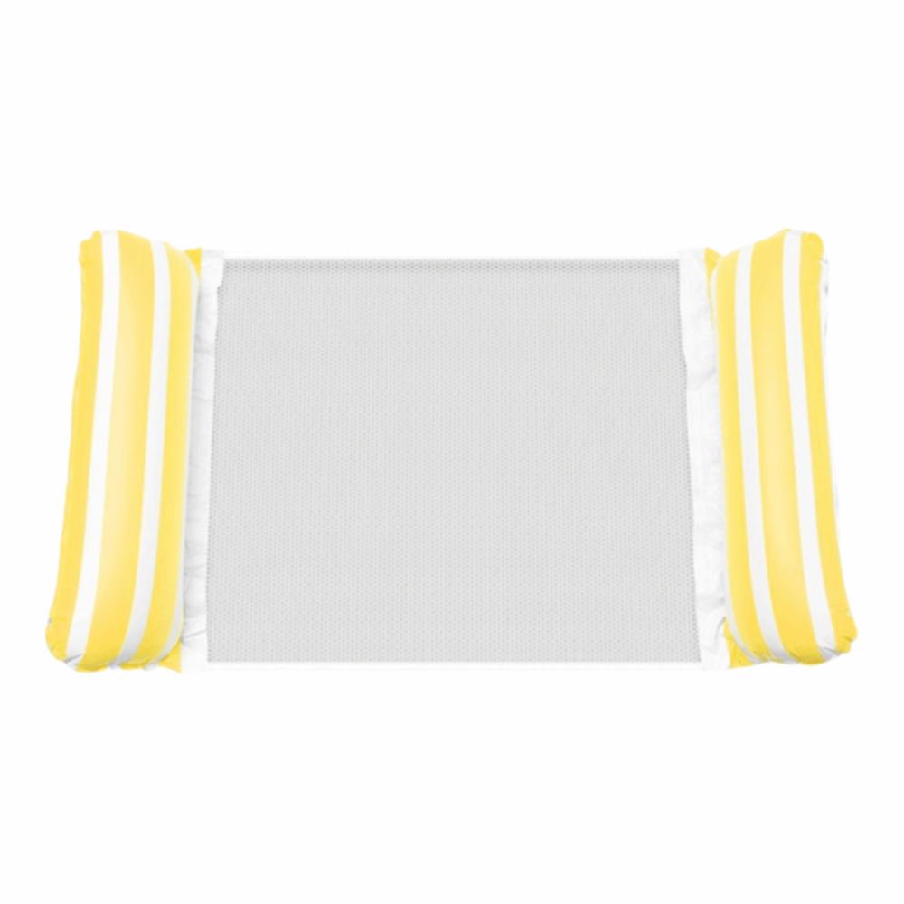 Portable Foldable Water Hammock with Net Backrest Floating Water Bed Inflatable Striped Swimming Pool Mattress Pool Party Toy