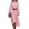 European & American Winter High-Neck Cable Knit Dress - Elegant Sweater Base Layer Long Skirt for Women