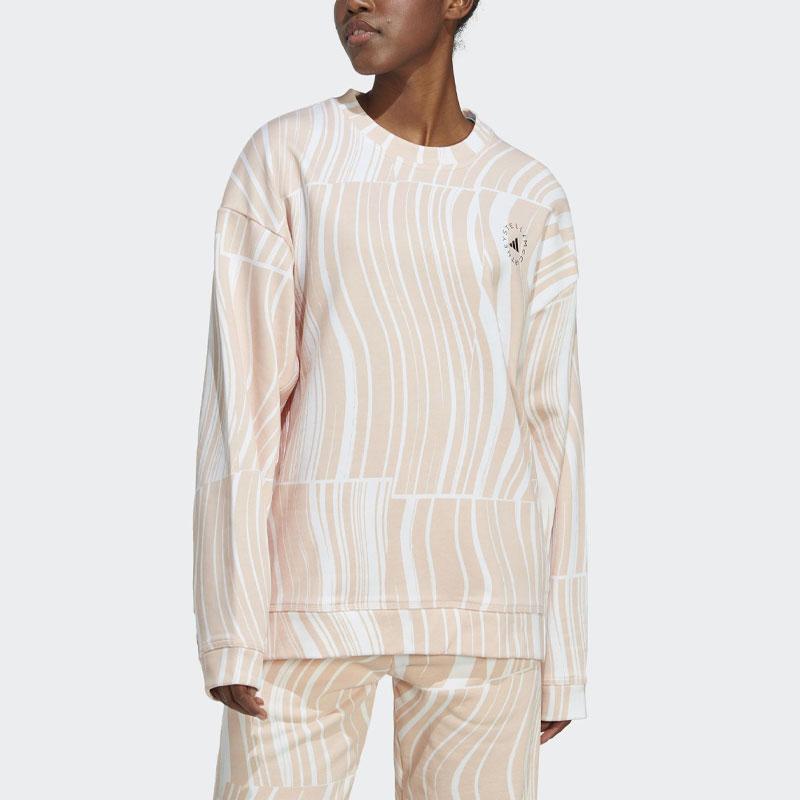 adidas Pasiasty Luźny Długi Rękaw T-shirt Damskie Bluzki Różowy HS0986