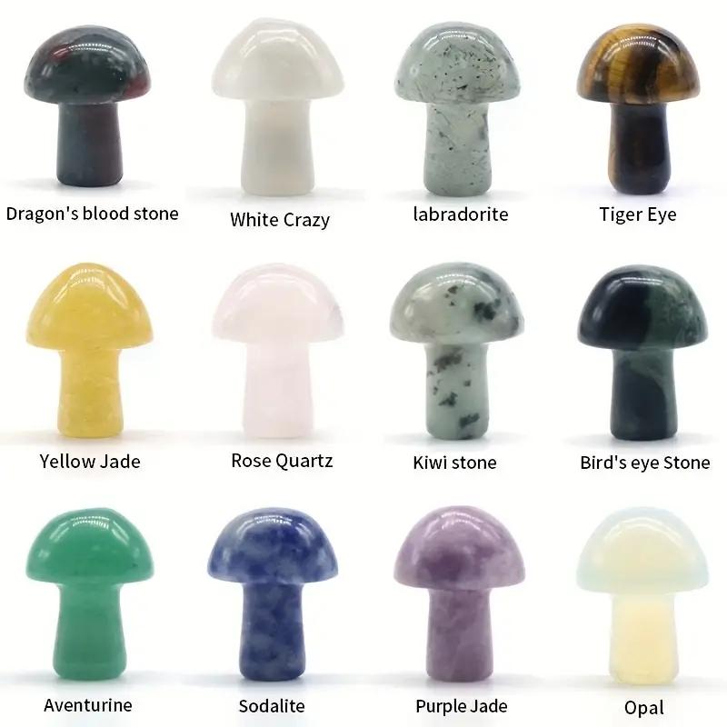 10pcs (Random)Crystal Stone 2CM Mini Mushroom DIY Micro Landscape Forest Garden Flower Pot Decoration Small Mushroom Decoration