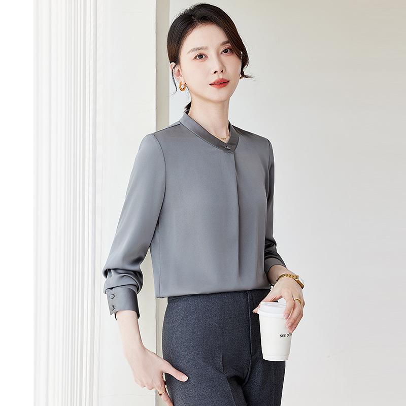 Women's Stand-Collar Long-Sleeve Chic Shirt - Spring & Autumn 2024