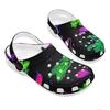 White EVA Clogs with Psychedelic Leaf Print, Lightweight Slip On Garden Shoes, Breathable Beach Sandals, Indoor Outdoor Slippers for Men Women