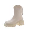 New Women's Shoes: Round Toe, Thick Heel, Thick-soled Boots, Zipper Slimming Boots, and Short Boots