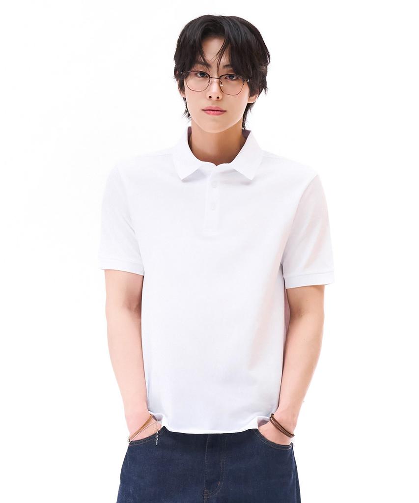 CHASECULT Unisex Cool Pique Collared T-Shirt - White