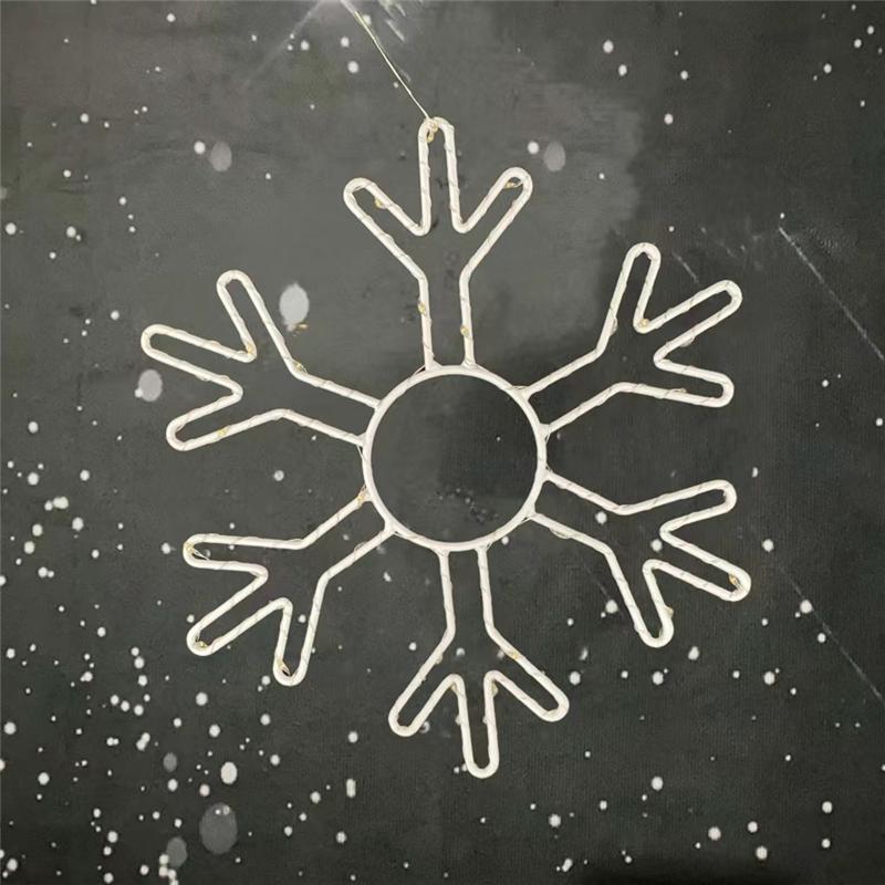 2PCS Christmas Snowflake Window Lights Decorations Led Snowflake Lights For Home Xmas Decor Warm Light-B61B