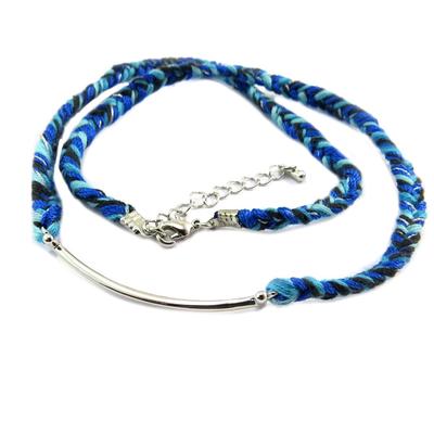 [P3580] - Ethnische Armband 'Kilimanjaro' blau silberfarben