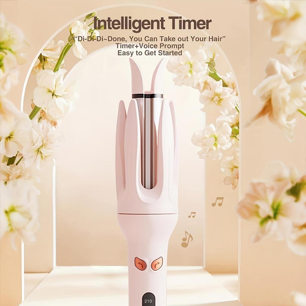 Automatic Hair Curler 28mm, 4 Temperature Settings, Rotating Curling Iron for Long Hair, Anti-Scald, with No Battery Required for Wet/Dry Use