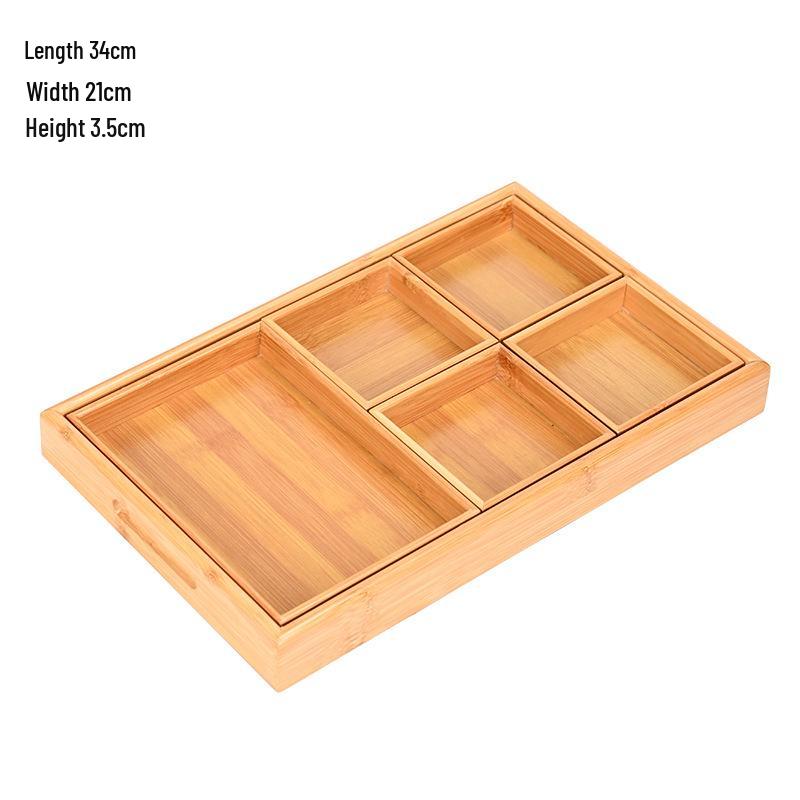 Bamboo and Wood Tea Snack Tray - 9-Grid Walnut Design for Living Room Pastries and Snacks No Specification