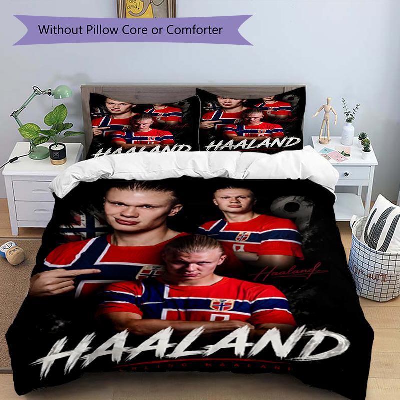3pcs Haaland12 Design Cover Set - HD Printed Bedding with 1 Cover and 2 Pillowcases - Perfect for Home and Dorm Decor