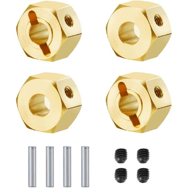 RCLions Brass Wheels Hex Hub 8mm/10mm Extension Hex Drive Adapter for Redcat GEN8 Upgrades Parts 1/10 RC Crawler Car (8mm)