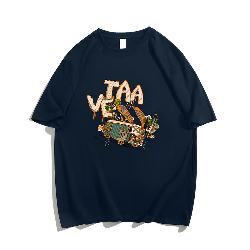 Unique Lazy Sle ort Sve Oversized Cotton T-irt Women's plus Size Loose Fit Purple Color Belly Covering Slimming Top