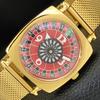 VINTAGE HAND-WINDING SWISS MENS POKER FACE RED COLOR DIAL WATCH A701114-5 R205b-a701114