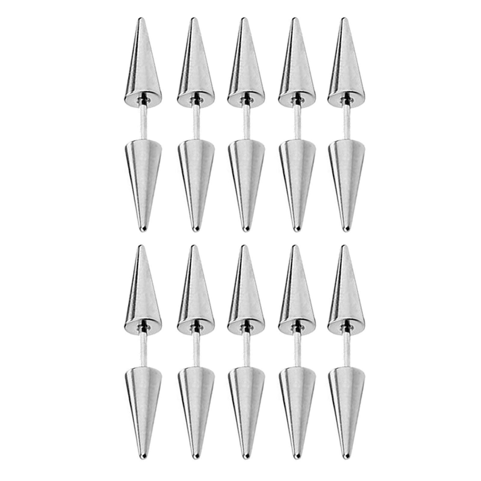 

10 Pcs Stainless Steel Spike Cone Cartilage Stud Earrings Minimalist Ear Stud Piercing Jewelry Fashion Accessories