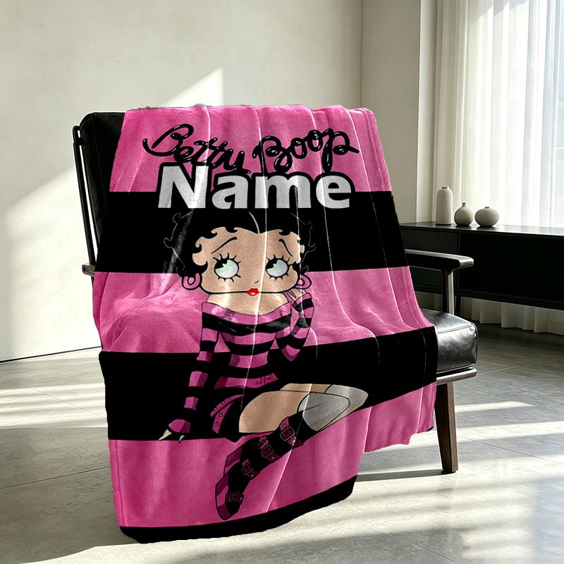 Custom Name Personalized Betty Boop Print Blanket, Home Decor, Bedroom, Sofa, Camping, Couch, Gifts for Birthday Christmas