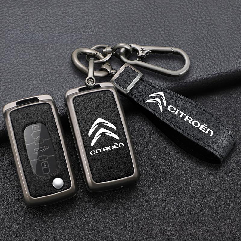 Zinc Alloy Leather Key Case Cover Protector Shell Durable Waterproof For Citroen C2 C3 C4 C5 C6 C8 Xsara Picasso Car Accessories