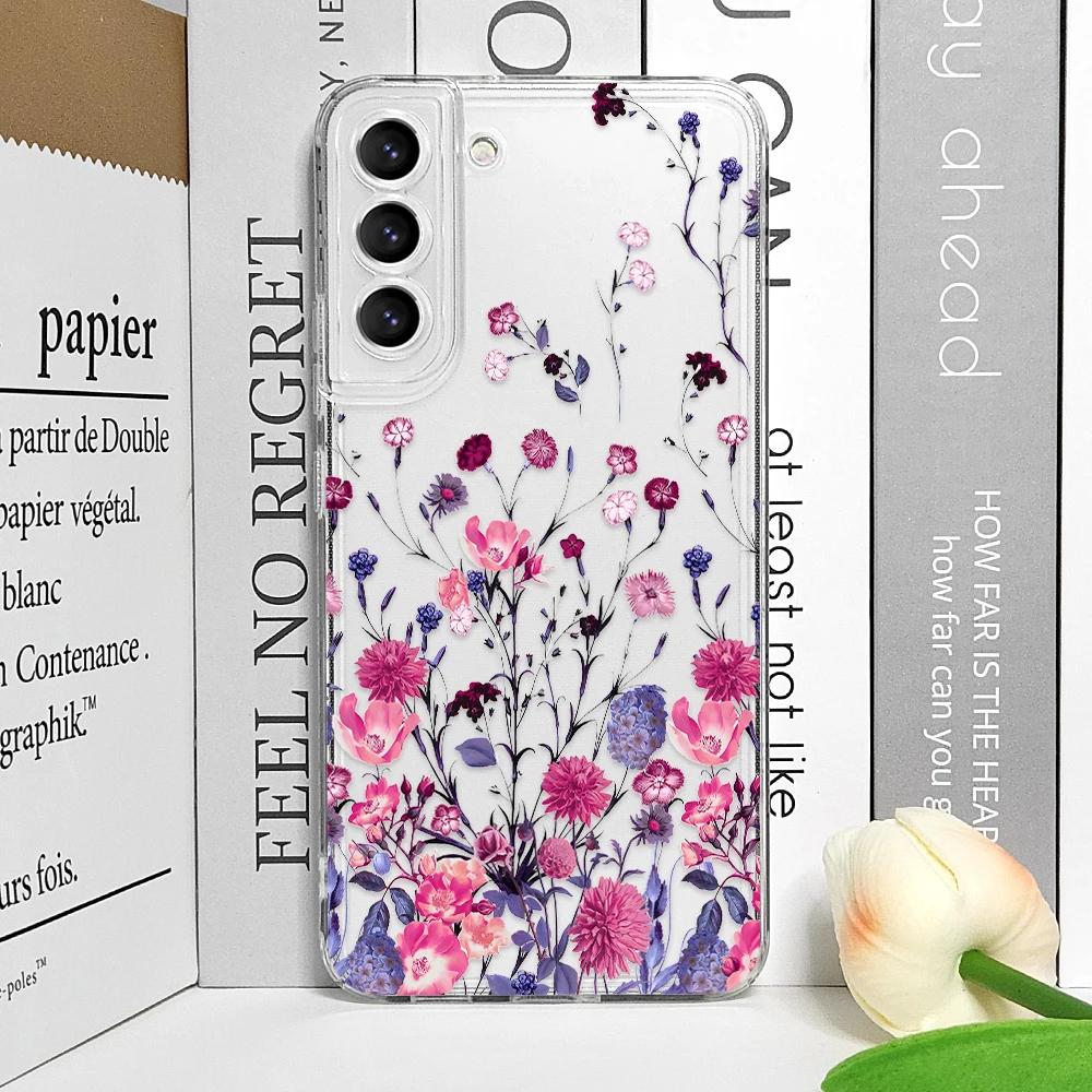 Cute Flower Painted Clear Phone Case for Samsung A55 A54 A53 A51 A70 A32 A31 A22 A13 5G Ultra Soft Covers Colorful Floral Fundas