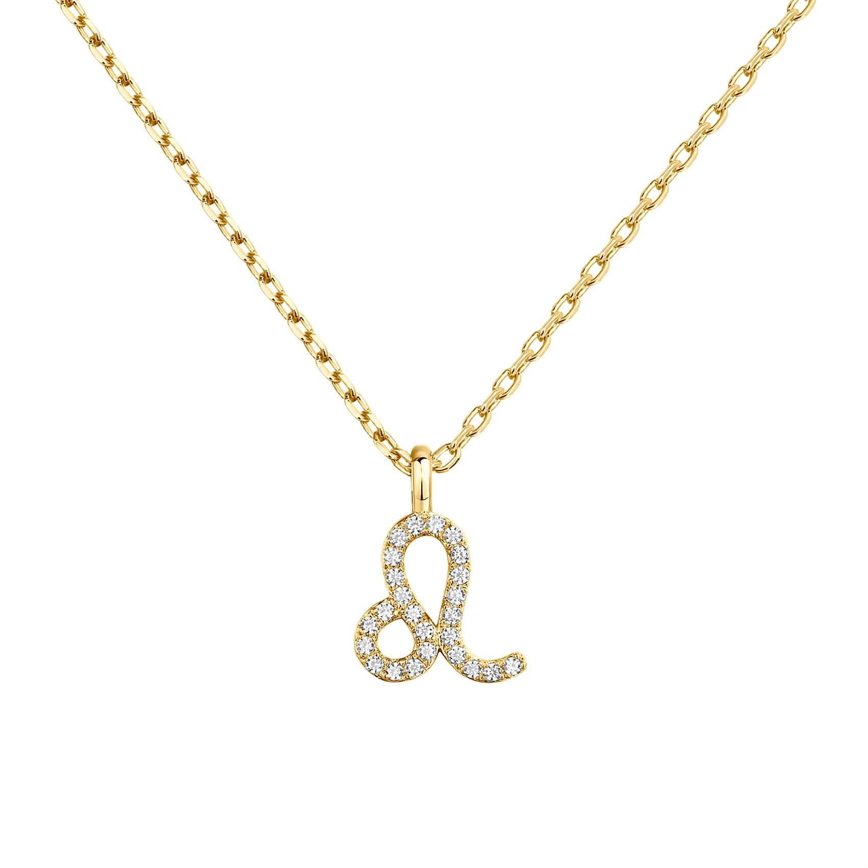 PAVOI 14K Gold Plated Cubic Zirconia Astrology Necklace for Women - Zodiac Pendant Jewelry Gift - Zodiac Pendant Necklace, 9.8mm x 10mm, Yellow Gold,