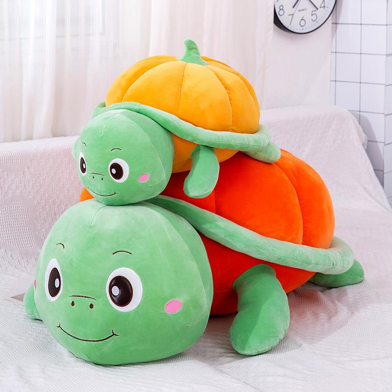 Creative Halloween Pumpkin Shell Turtle Plush Toy Stuffed Pumpkin Tortoise Plushies for Kids Birthday Xmas Gift for Children