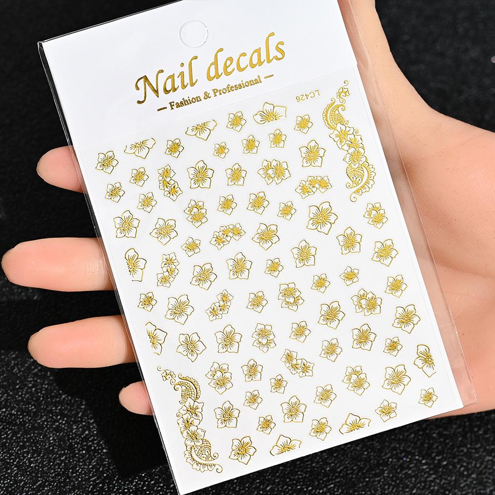 Best-Selling Japanese Aesthetic Laser Silver Heart Nail Stickers - Plant-Inspired Nail Art