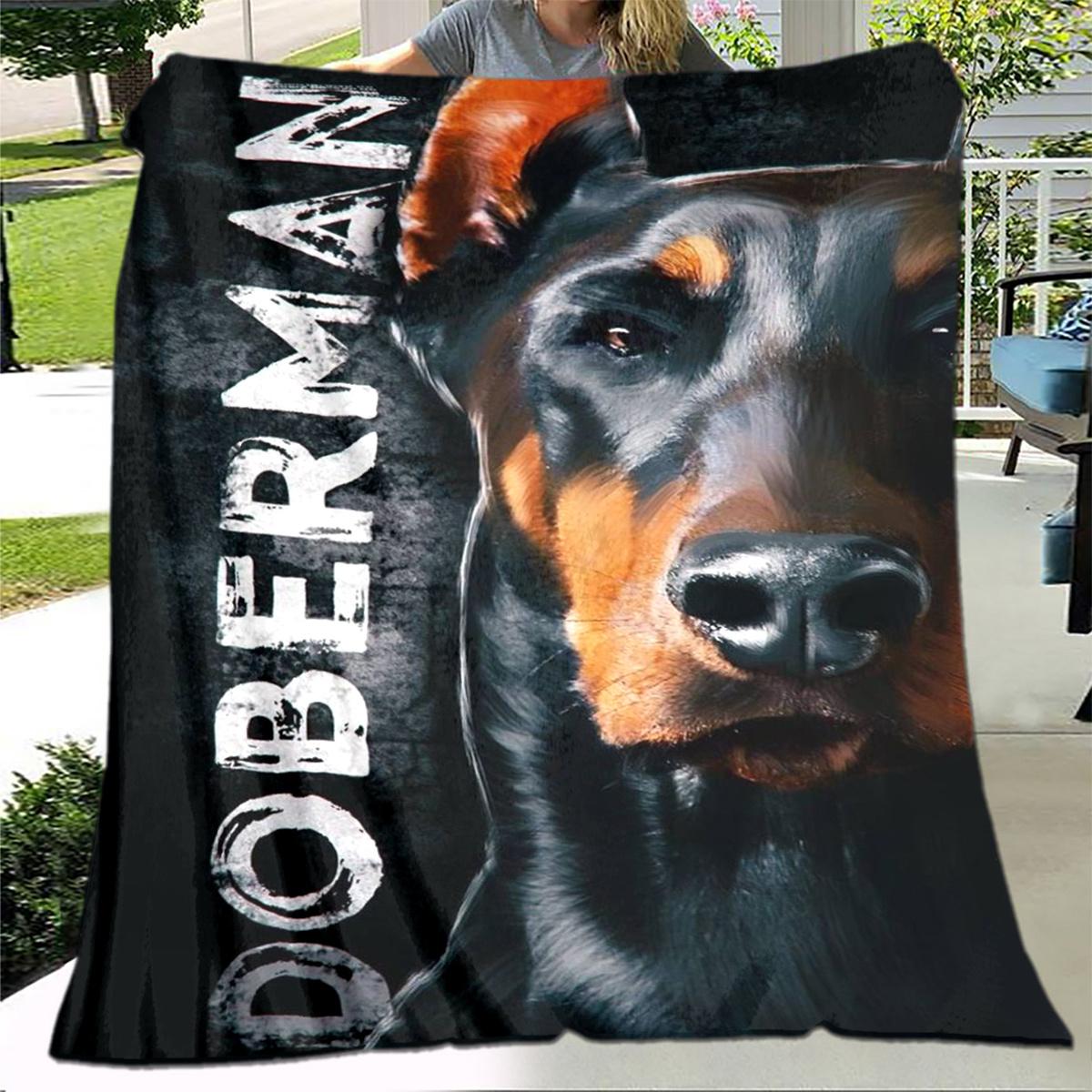 

Doberman Printed Flannel Throw Blanket - Soft Polyester Knit, Digital Print Design, Lightweight & Warm for Couch, Bed, Office, C 70x100cm