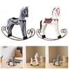 Wooden Rocking Horse Statue Animal Sculpture Collection Desktop Ornament for Nightstand Cabinet Countertop Bookshelf Decor