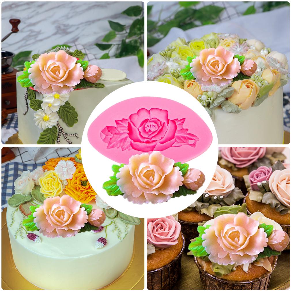 Rose Cupcake Topper Fondant Molds DIY Chocolate Silicone Mould Home Bakery Reusable Cake Decorating Tool Kitchen Accessories