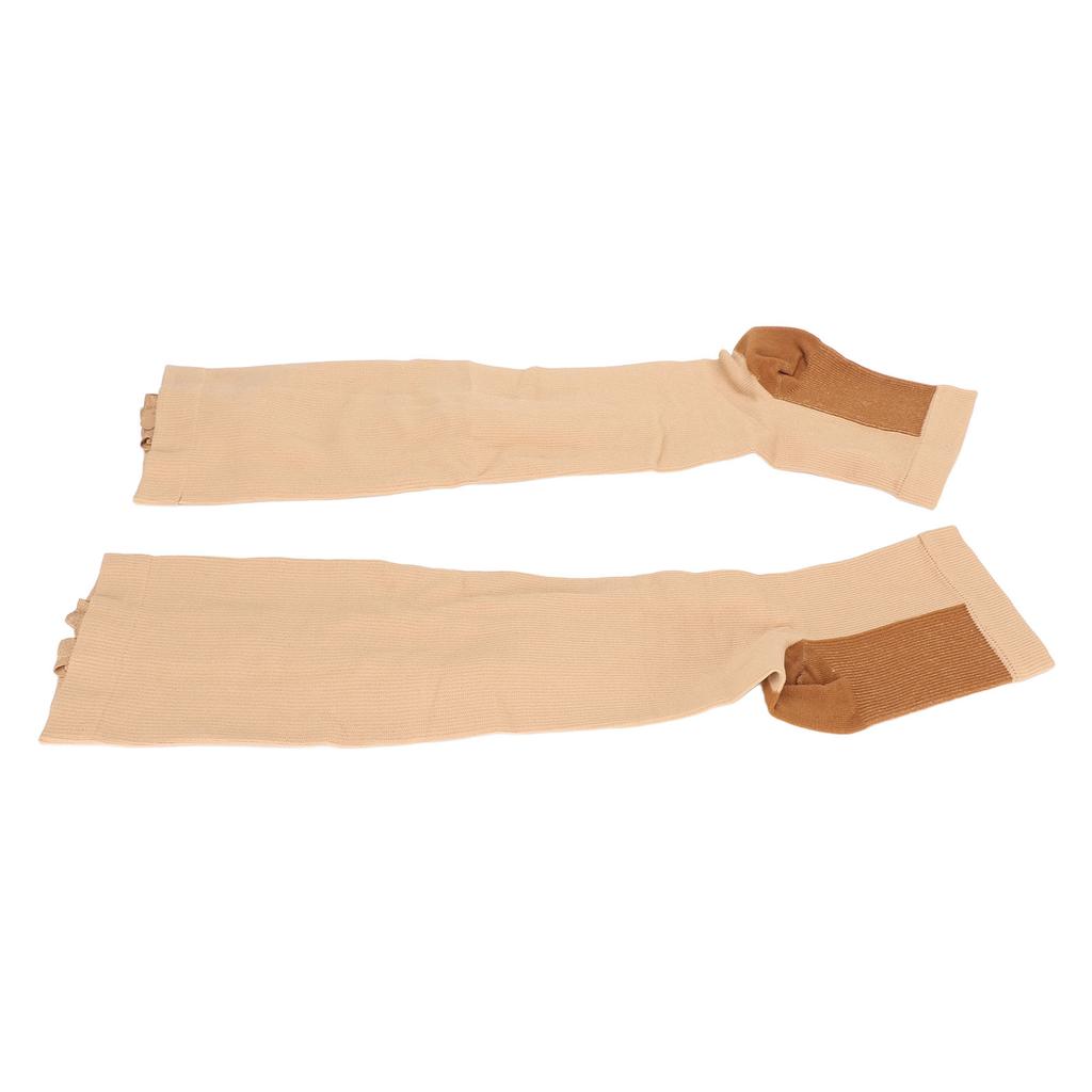 2Pcs Zipper Compression Socks High Stretchy Breathable Open Toe Compression Calf Stocking for Walking Running Sports L