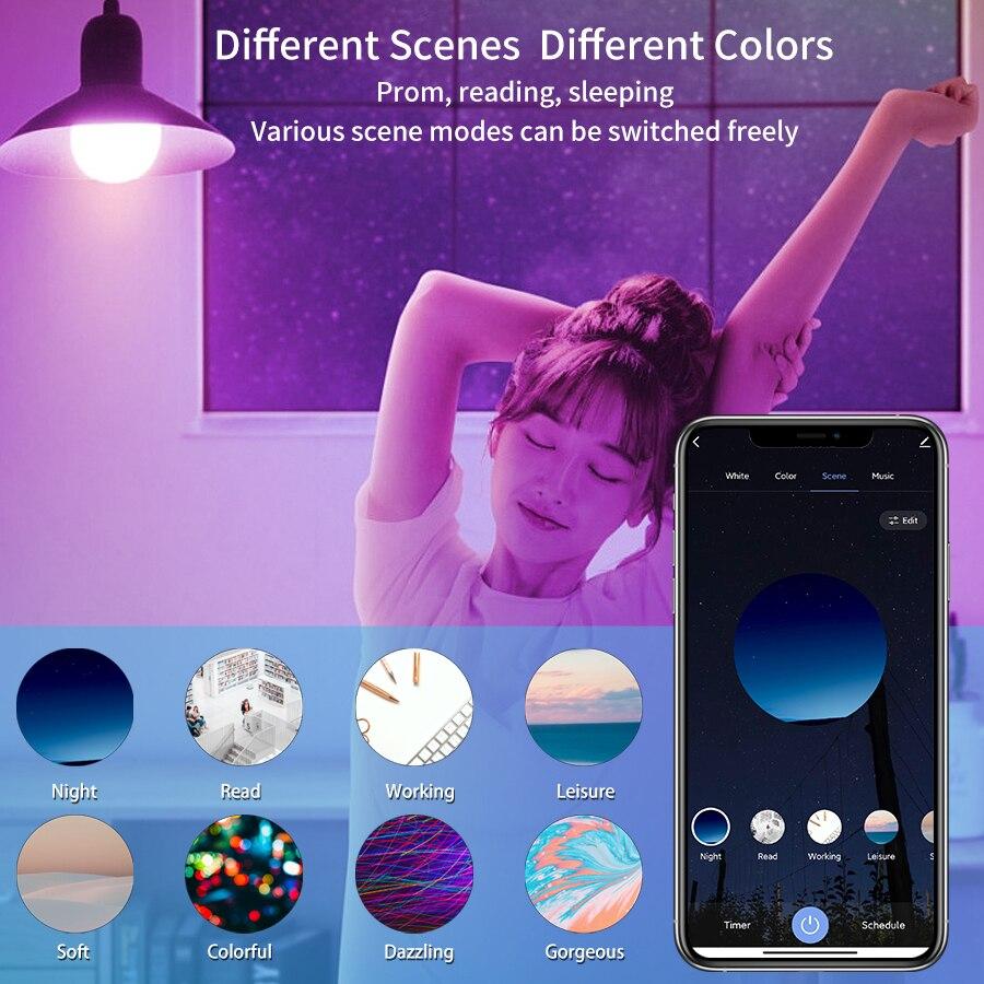 E27 220V Tuya Smart Bluetooth LED Bulb 12W 15W 18W RGB Lamp Smart Life APP Control Timer Function Dimmable Lampada Room Decor