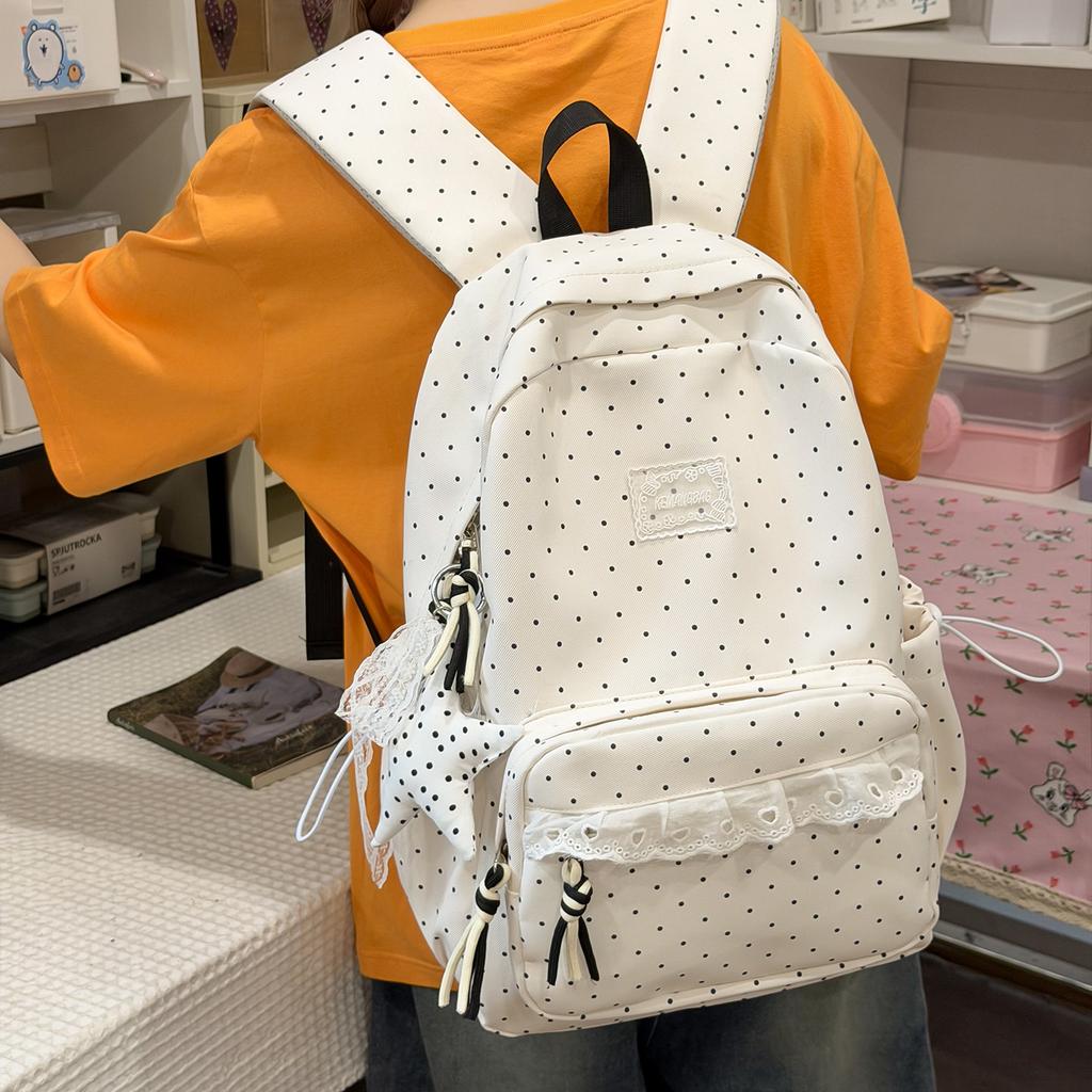 Schoolbag Korean Cream Wind Lace Girl Sweet Backpack Elementary School Student Versatile School Travel Lightweight School Bag Girl