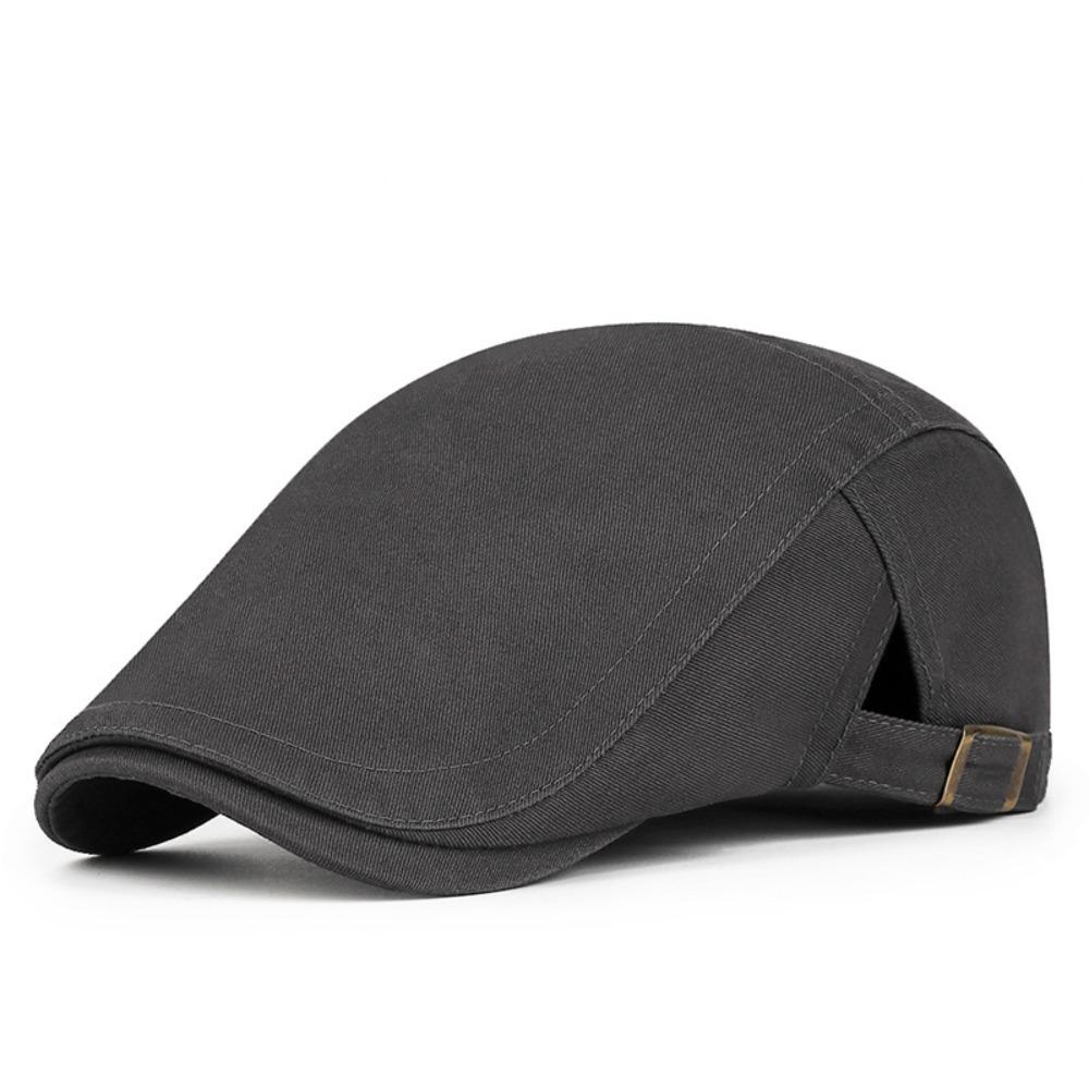 

Korean Style Men Beret Hat Adjustable Forward Peaked Cap Retro Mesh Flat Cap Men серый