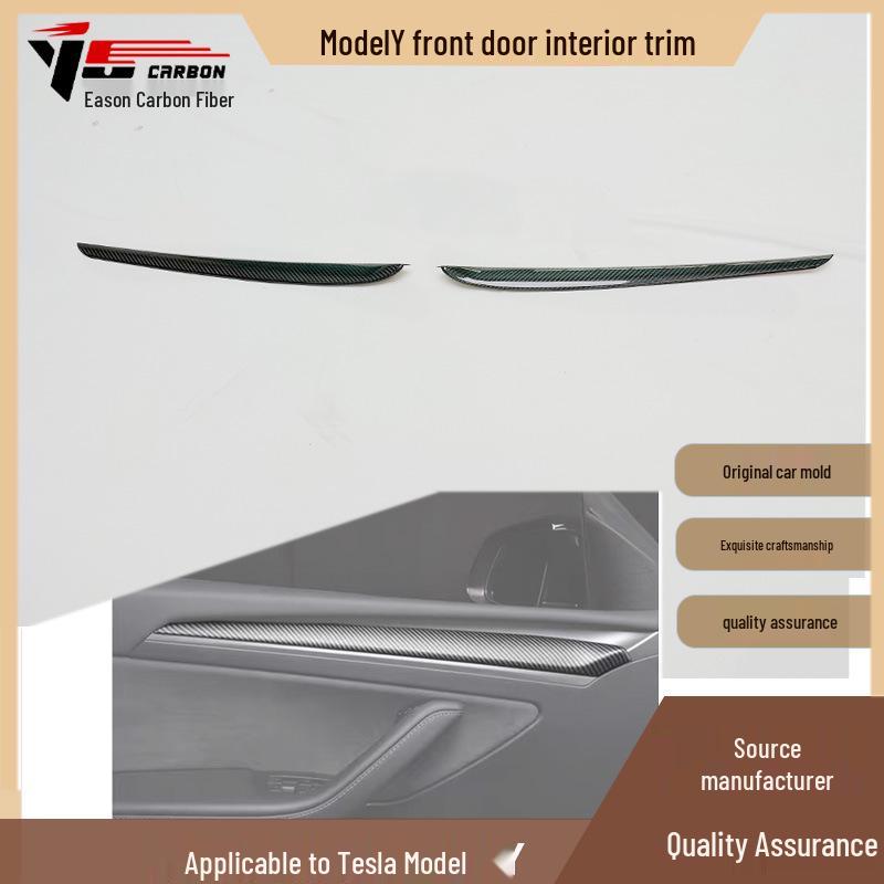 2019-IN Tesla Model Y Carbon Fiber Front Door Trim Strip