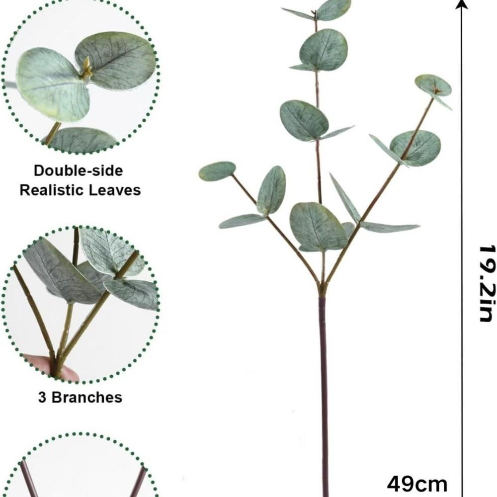 Background Flower Artificial Eucalyptus Plastic Faux Greenery Silk Eucalyptus Leaf  Garden Decor