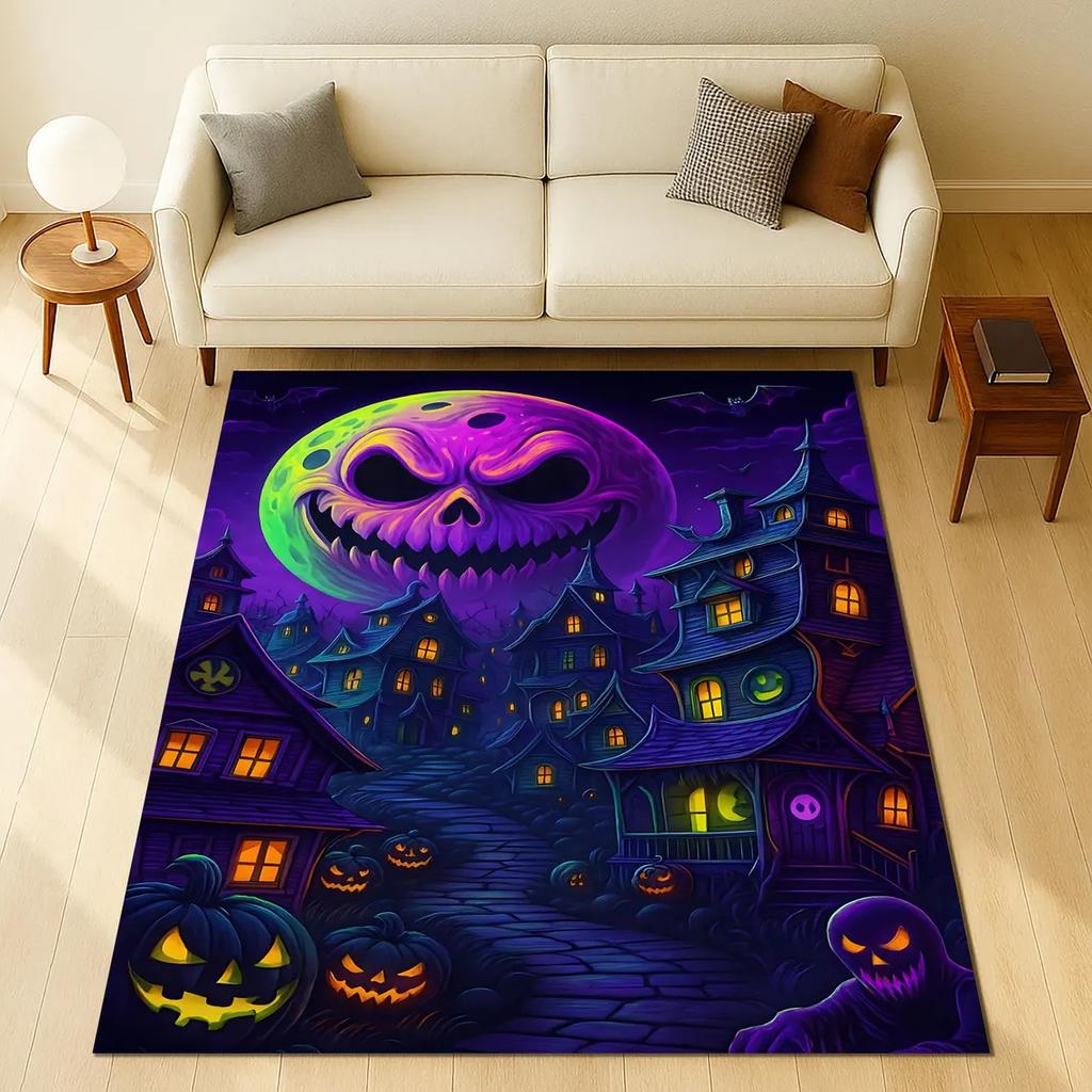Pumpkin Rug Halloween Rug Gothic Rug,Halloween Art Carpet Halloween Decor Rug Horror Rug,Halloween Themed floor mat