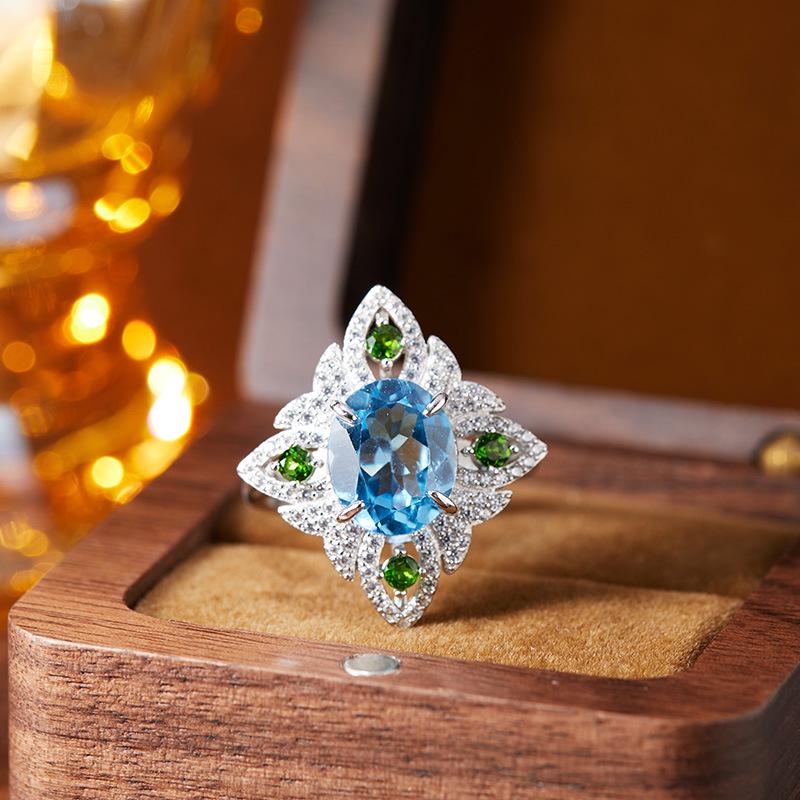Natural Amethyst, Citrine, and Topaz Gemstone Ring for Women in S925 Sterling Silver