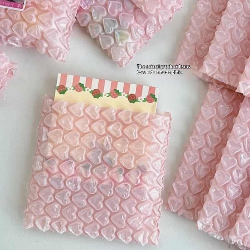 10Pcs Portable Heart Bubble Bag Self-Seal Packaging Pink Padded Envelopes Pe Mini Gift Packaging Bag Small Business Supplies