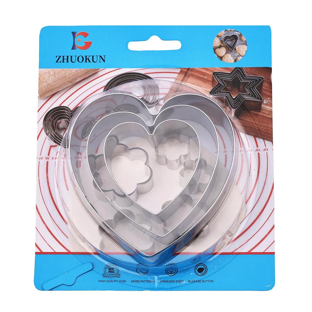 Stainless Steel Cookie & Fruit Cutter Set - Pentagram, Four-Pointed Star, Heart, Square, Rectangle Shapes