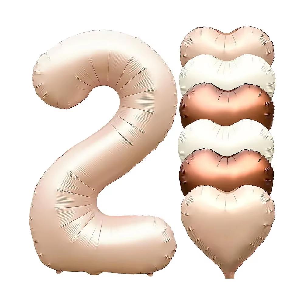 7pcs 32inch Number Balloons Set Helium Balloon with Big Heart Balloons for Girl and Boy 9th Year Old Birthday Party Decorations